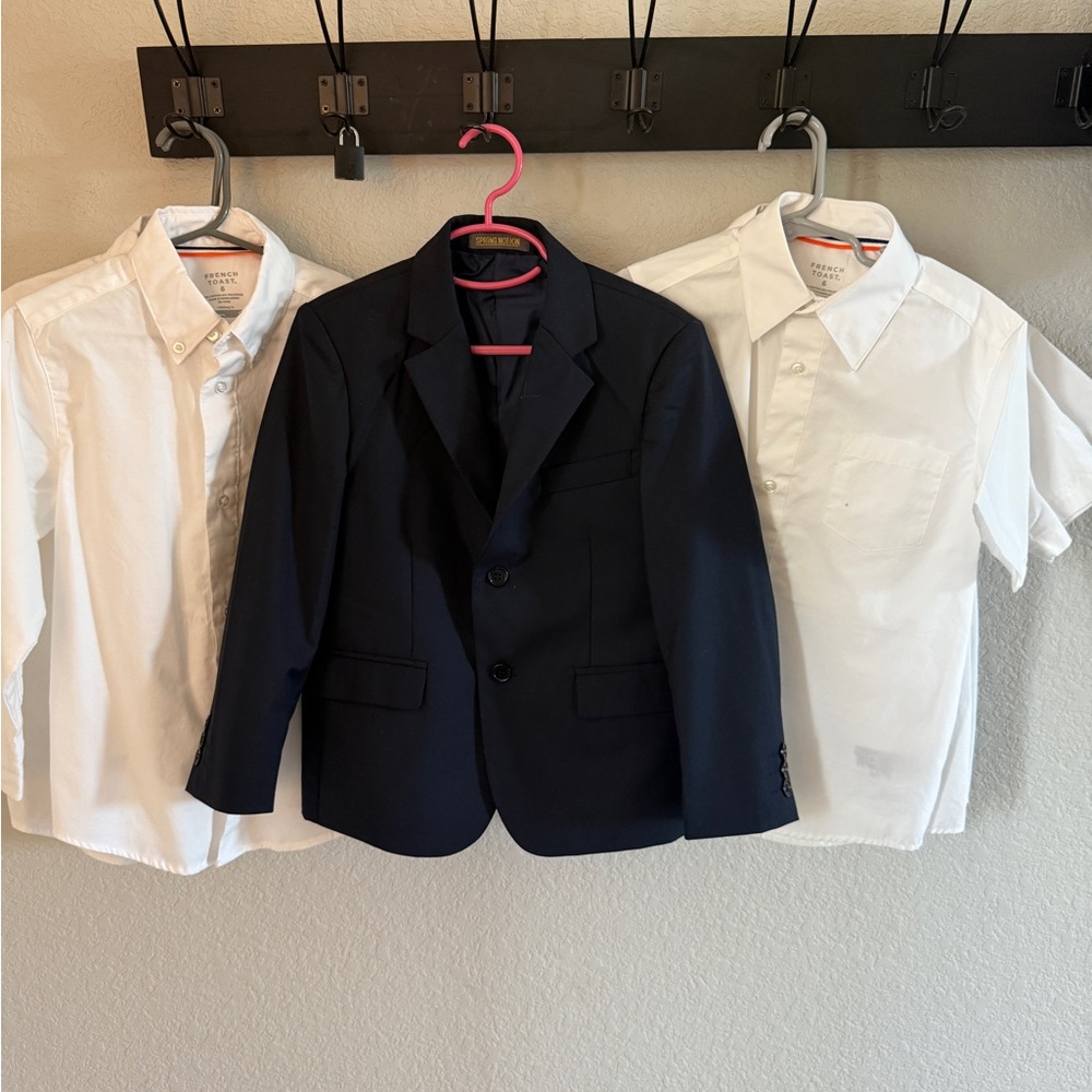 Boys navy blazer and set of 5 white button downs